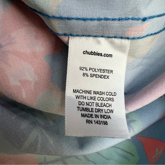 Chubbies Shirt Mens Medium Blue Pop Over Hawaiian Floral Parrot Short Sleeve XL - Picture 8 of 12